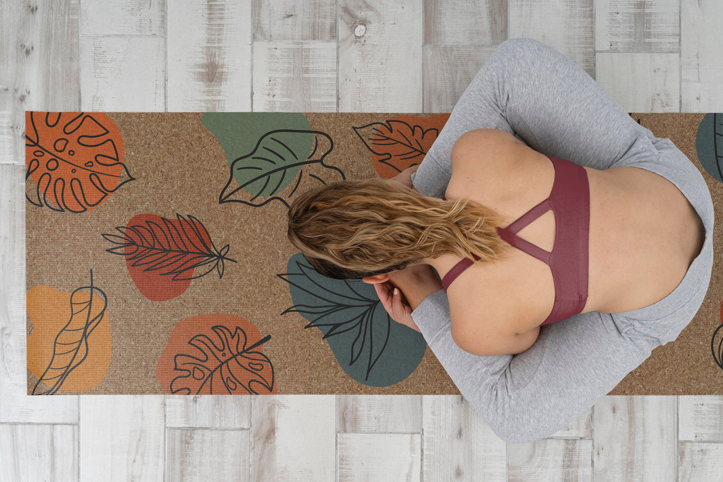 LEAVES CORK YOGA MAT